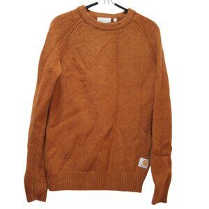 Carhartt WIP Anglistic Crewneck Sweater Mens XS Duck Brown Wool-Blend Heritage